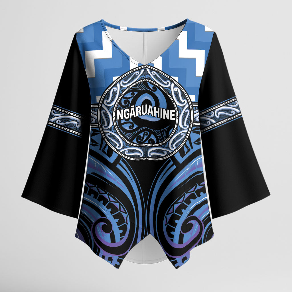 Aotearoa Ngaruahine Personalised Kimono Sleeve Blouse Maori Iwi Poutama Puhoro Tattoo