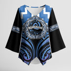 Aotearoa Ngaruahine Personalised Kimono Sleeve Blouse Maori Iwi Poutama Puhoro Tattoo