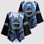 Aotearoa Ngaruahine Personalised Kimono Sleeve Blouse Maori Iwi Poutama Puhoro Tattoo