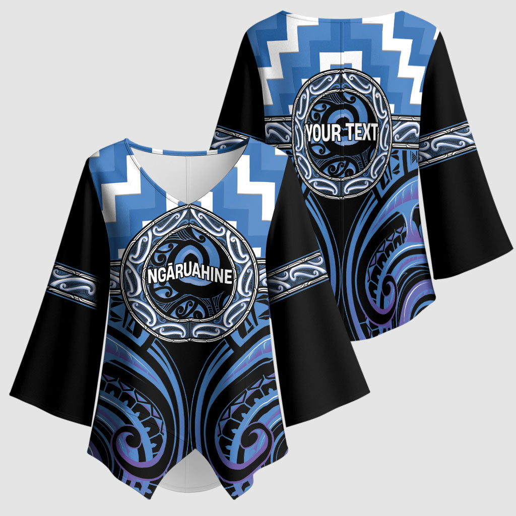 Aotearoa Ngaruahine Personalised Kimono Sleeve Blouse Maori Iwi Poutama Puhoro Tattoo