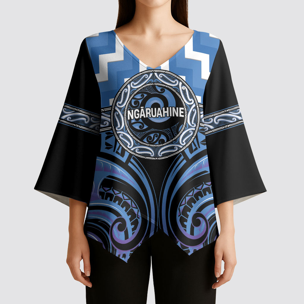 Aotearoa Ngaruahine Personalised Kimono Sleeve Blouse Maori Iwi Poutama Puhoro Tattoo