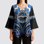 Aotearoa Ngaruahine Personalised Kimono Sleeve Blouse Maori Iwi Poutama Puhoro Tattoo