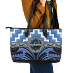 Aotearoa Ngaruahine Leather Tote Bag Maori Iwi Poutama Puhoro Tattoo