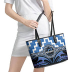 Aotearoa Ngaruahine Leather Tote Bag Maori Iwi Poutama Puhoro Tattoo