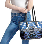 Aotearoa Ngaruahine Leather Tote Bag Maori Iwi Poutama Puhoro Tattoo