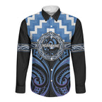 Aotearoa Ngaruahine Personalised Long Sleeve Button Shirt Maori Iwi Poutama Puhoro Tattoo