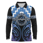 Aotearoa Ngaruahine Personalised Long Sleeve Polo Shirt Maori Iwi Poutama Puhoro Tattoo