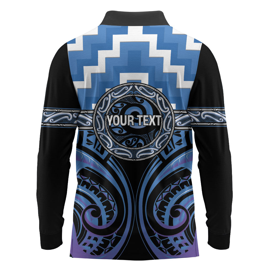 Aotearoa Ngaruahine Personalised Long Sleeve Polo Shirt Maori Iwi Poutama Puhoro Tattoo