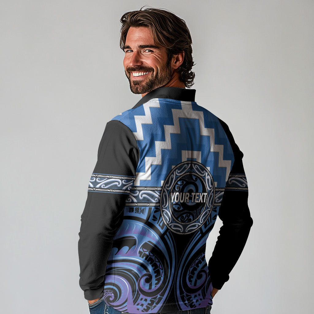 Aotearoa Ngaruahine Personalised Long Sleeve Polo Shirt Maori Iwi Poutama Puhoro Tattoo