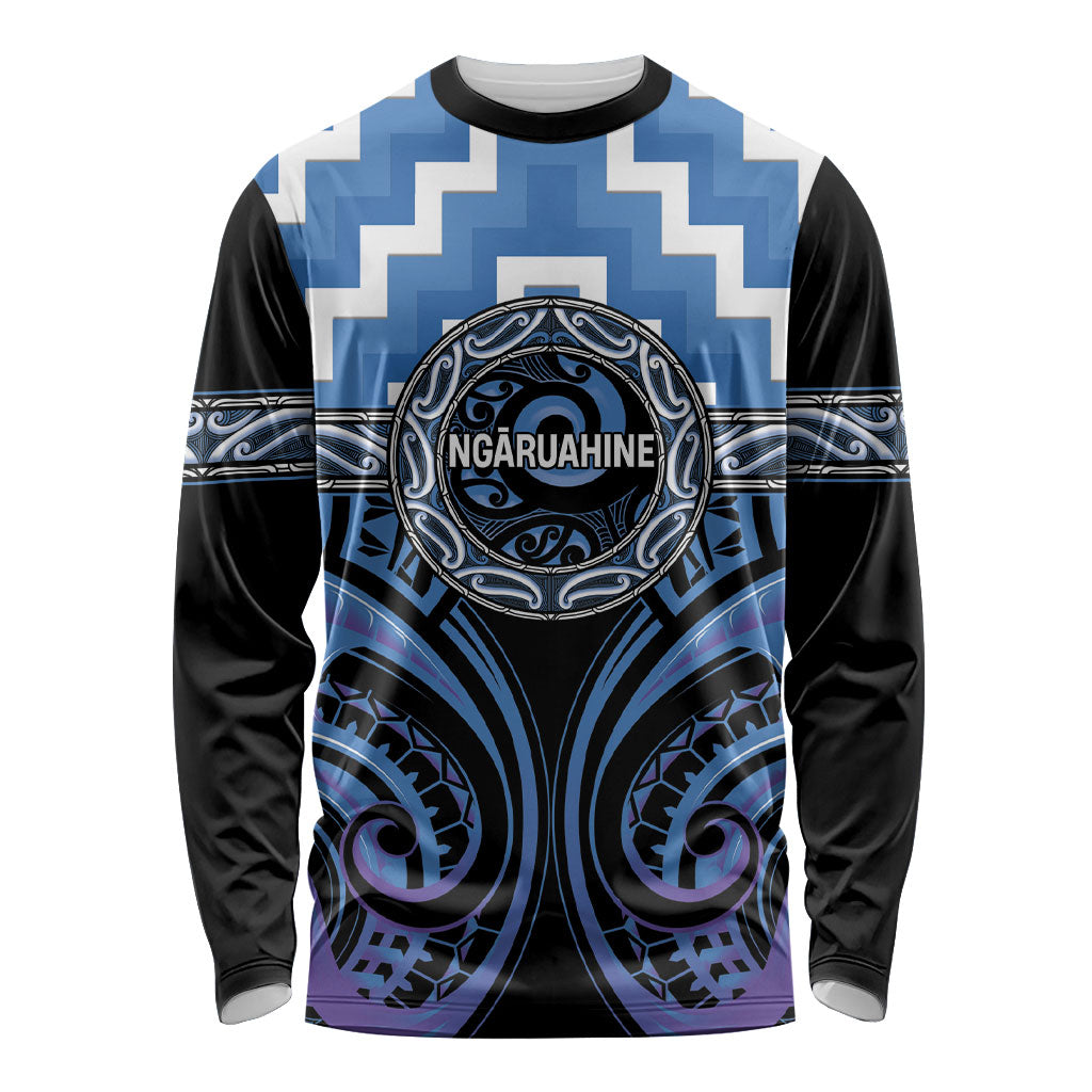 Aotearoa Ngaruahine Personalised Long Sleeve Shirt Maori Iwi Poutama Puhoro Tattoo
