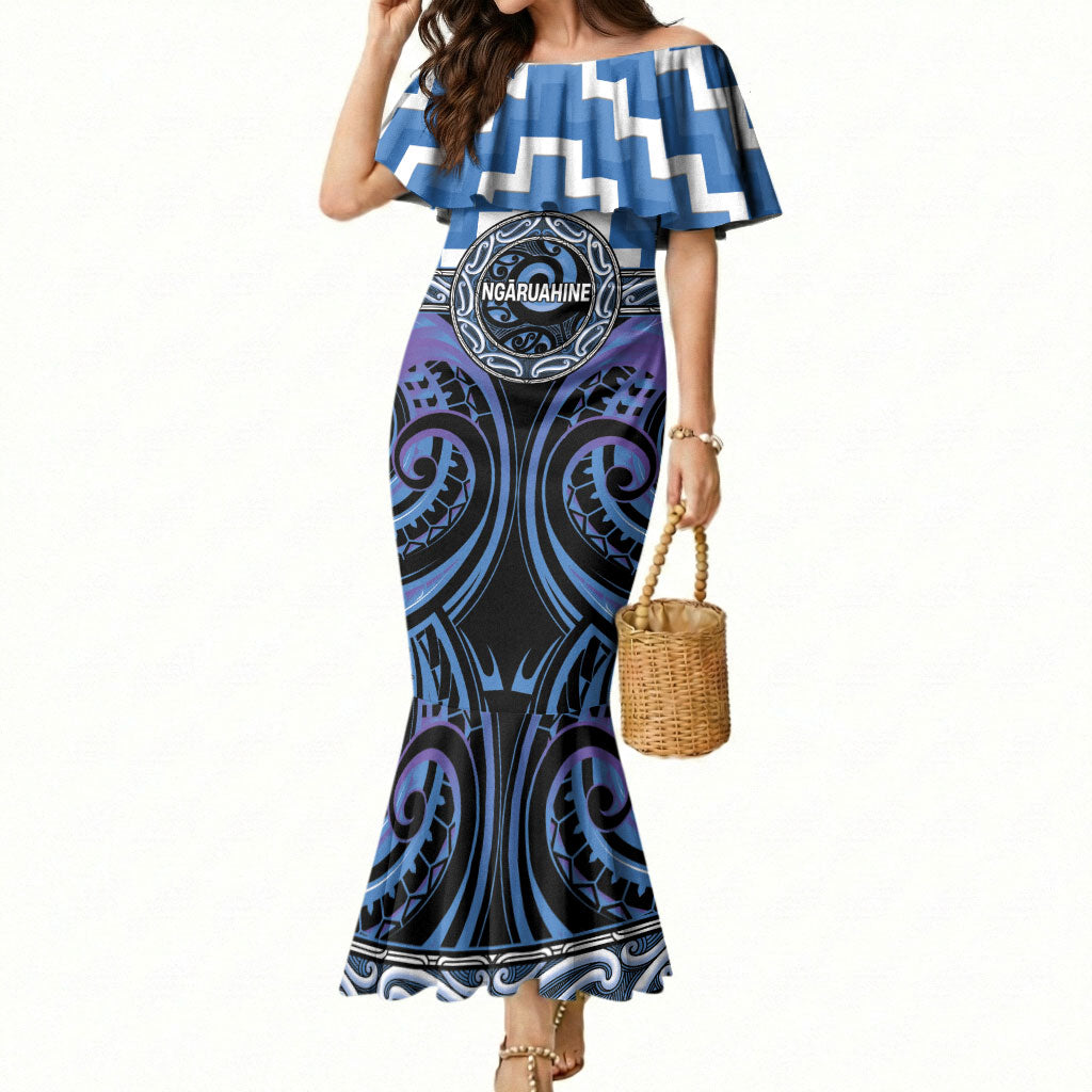 Aotearoa Ngaruahine Personalised Mermaid Dress Maori Iwi Poutama Puhoro Tattoo