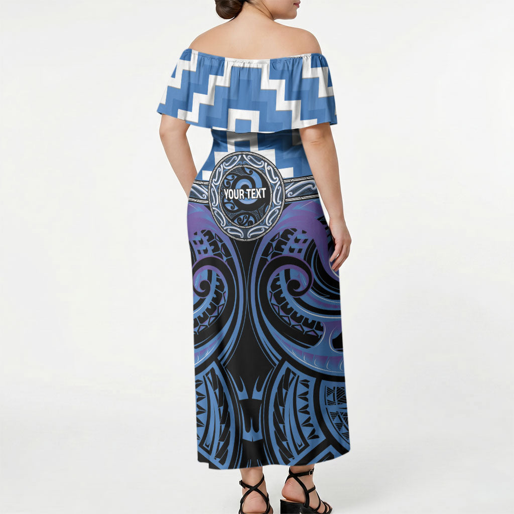 Aotearoa Ngaruahine Personalised Off Shoulder Maxi Dress Maori Iwi Poutama Puhoro Tattoo