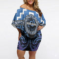 Aotearoa Ngaruahine Personalised Off Shoulder Short Dress Maori Iwi Poutama Puhoro Tattoo