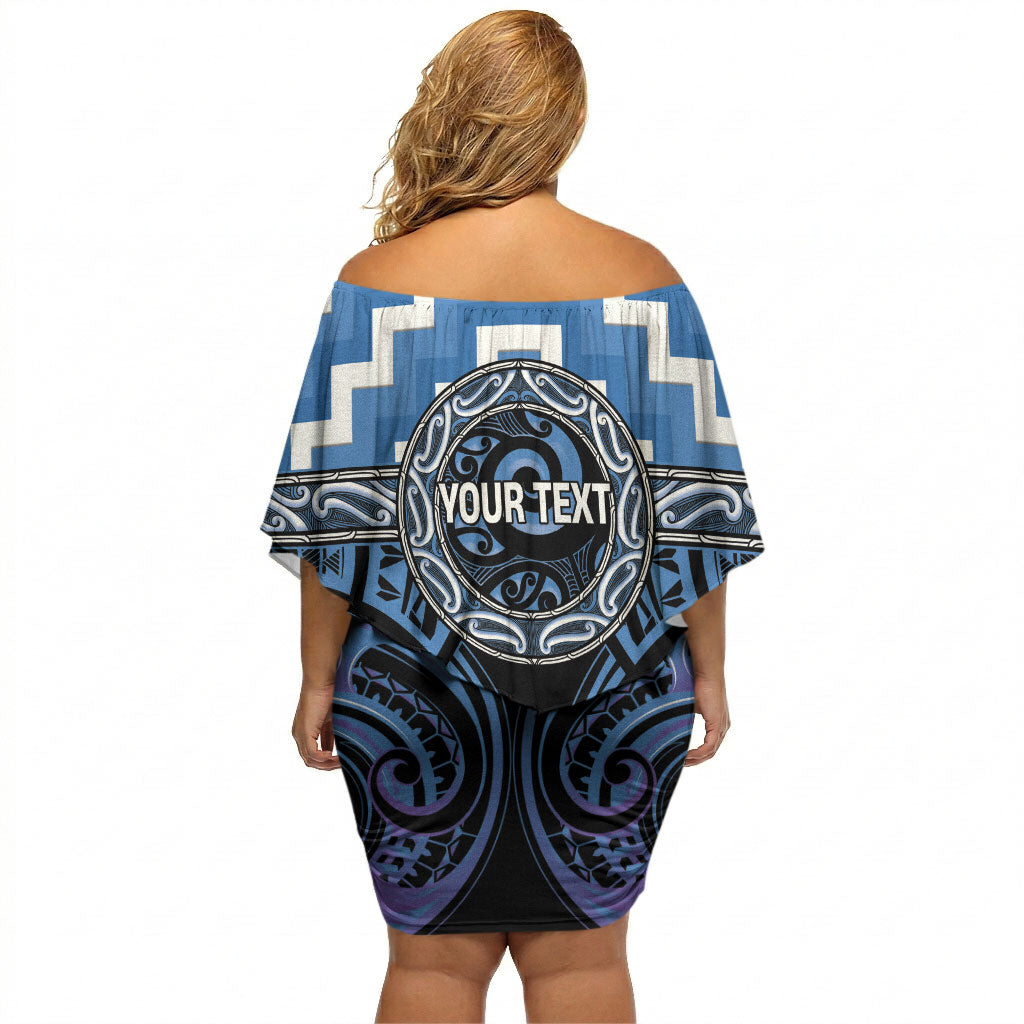 Aotearoa Ngaruahine Personalised Off Shoulder Short Dress Maori Iwi Poutama Puhoro Tattoo