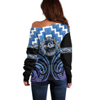 Aotearoa Ngaruahine Personalised Off Shoulder Sweater Maori Iwi Poutama Puhoro Tattoo