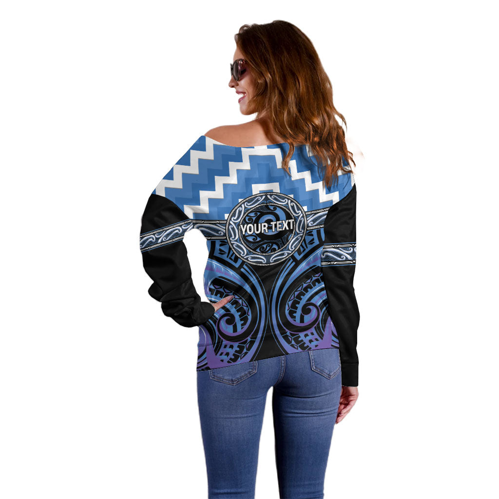 Aotearoa Ngaruahine Personalised Off Shoulder Sweater Maori Iwi Poutama Puhoro Tattoo