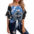 Aotearoa Ngaruahine Personalised Off Shoulder Wrap Waist Top Maori Iwi Poutama Puhoro Tattoo