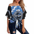 Aotearoa Ngaruahine Personalised Off Shoulder Wrap Waist Top Maori Iwi Poutama Puhoro Tattoo