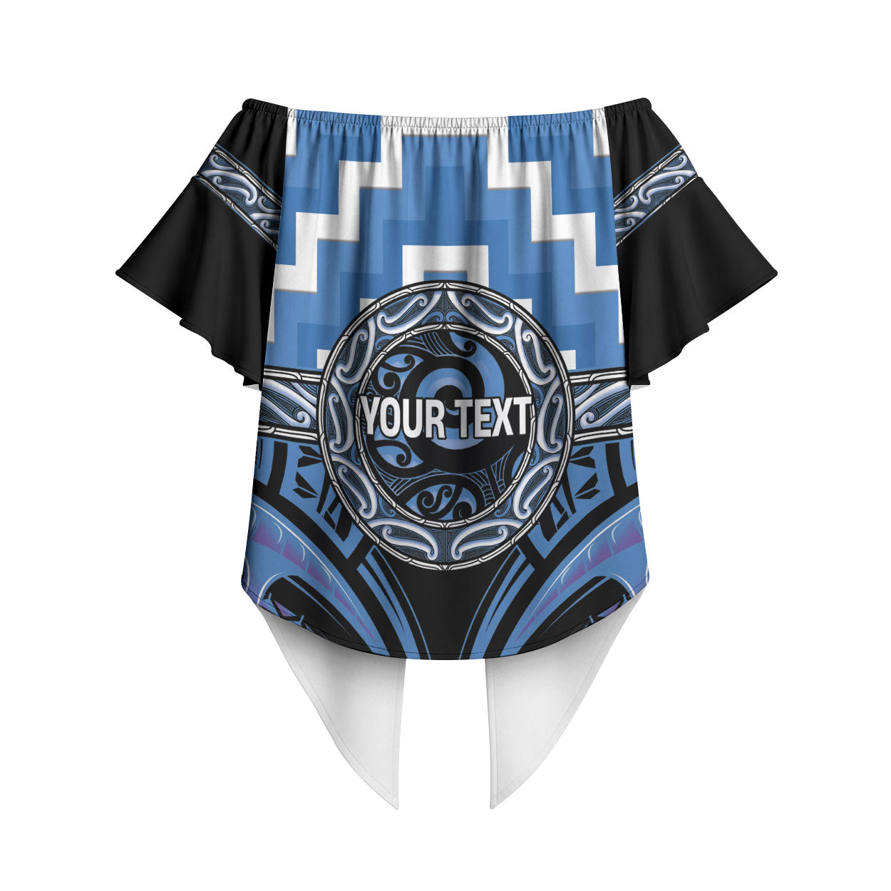 Aotearoa Ngaruahine Personalised Off Shoulder Wrap Waist Top Maori Iwi Poutama Puhoro Tattoo