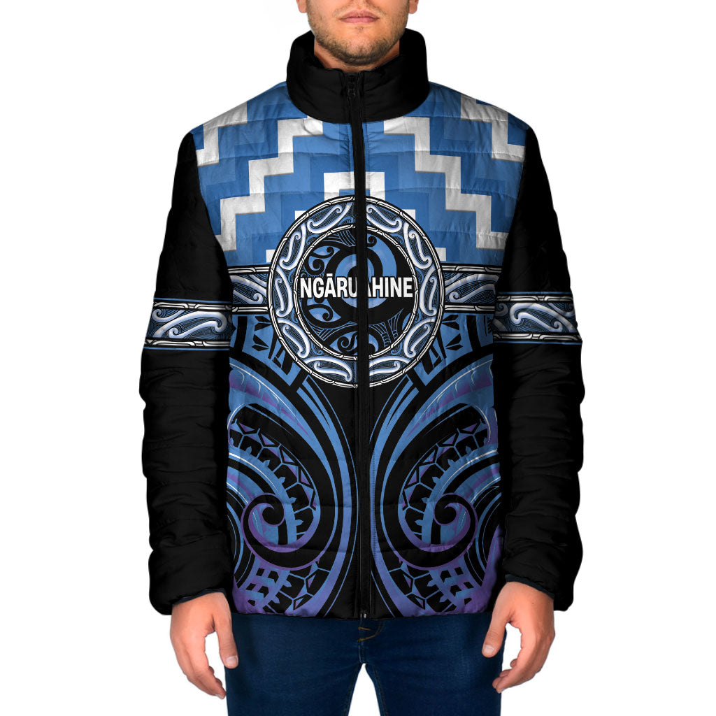 Aotearoa Ngaruahine Personalised Padded Jacket Maori Iwi Poutama Puhoro Tattoo