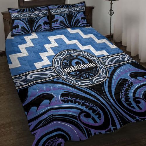 Aotearoa Ngaruahine Quilt Bed Set Maori Iwi Poutama Puhoro Tattoo