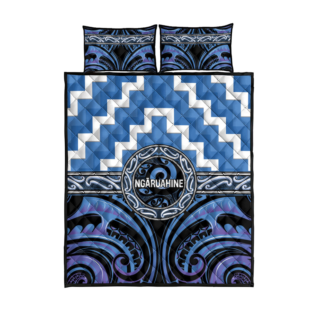Aotearoa Ngaruahine Quilt Bed Set Maori Iwi Poutama Puhoro Tattoo