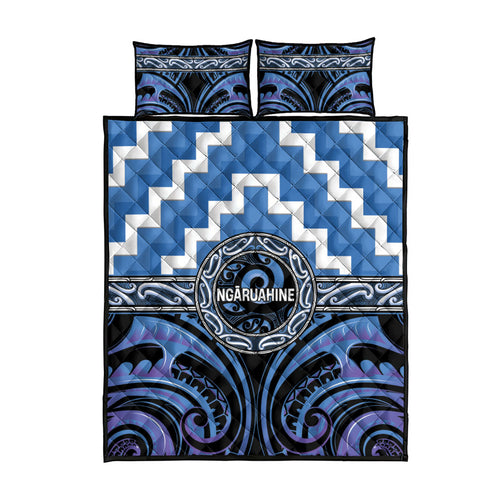 Aotearoa Ngaruahine Quilt Bed Set Maori Iwi Poutama Puhoro Tattoo