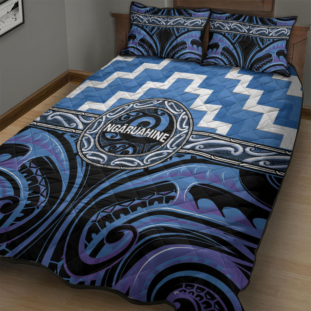 Aotearoa Ngaruahine Quilt Bed Set Maori Iwi Poutama Puhoro Tattoo