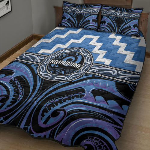 Aotearoa Ngaruahine Quilt Bed Set Maori Iwi Poutama Puhoro Tattoo