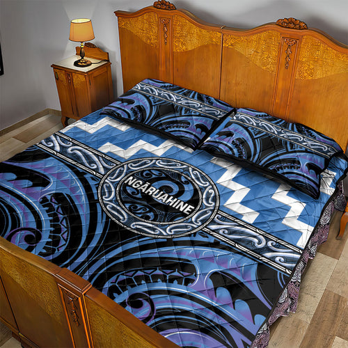 Aotearoa Ngaruahine Quilt Bed Set Maori Iwi Poutama Puhoro Tattoo