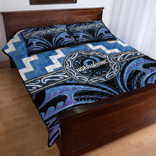 Aotearoa Ngaruahine Quilt Bed Set Maori Iwi Poutama Puhoro Tattoo