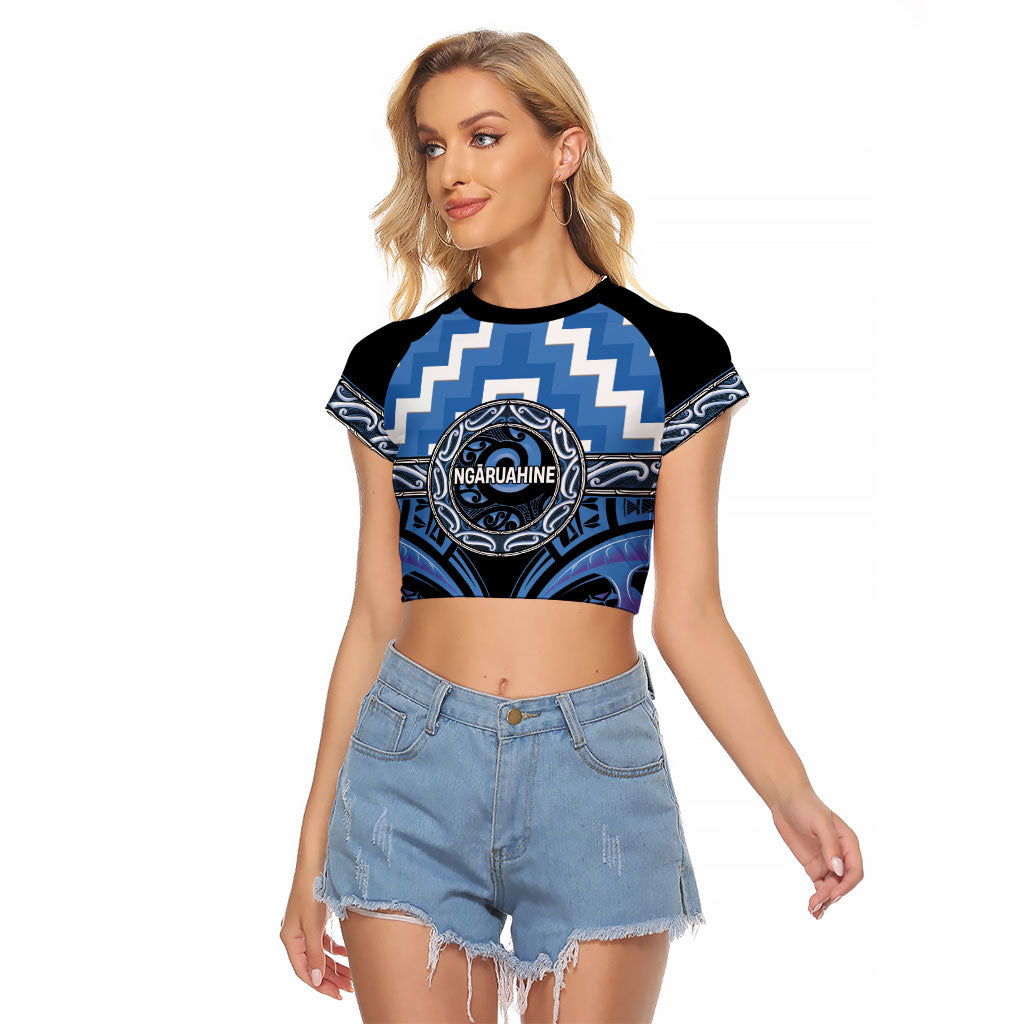 Aotearoa Ngaruahine Personalised Raglan Cropped T Shirt Maori Iwi Poutama Puhoro Tattoo