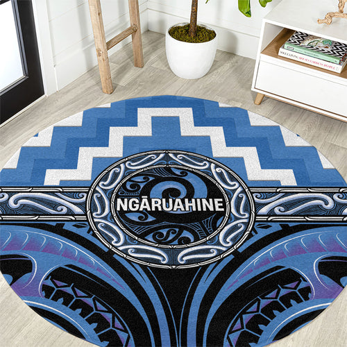Aotearoa Ngaruahine Round Carpet Maori Iwi Poutama Puhoro Tattoo
