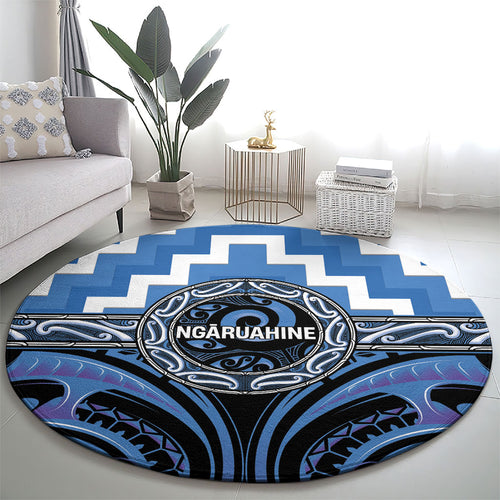 Aotearoa Ngaruahine Round Carpet Maori Iwi Poutama Puhoro Tattoo