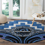 Aotearoa Ngaruahine Round Carpet Maori Iwi Poutama Puhoro Tattoo