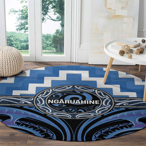 Aotearoa Ngaruahine Round Carpet Maori Iwi Poutama Puhoro Tattoo