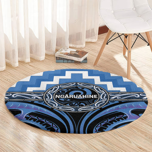 Aotearoa Ngaruahine Round Carpet Maori Iwi Poutama Puhoro Tattoo