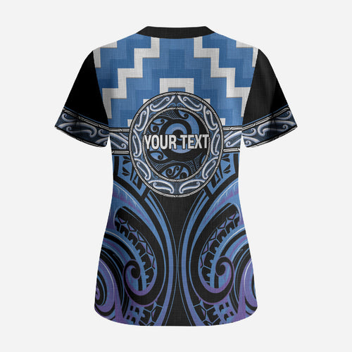Aotearoa Ngaruahine Personalised Scrub Top Maori Iwi Poutama Puhoro Tattoo