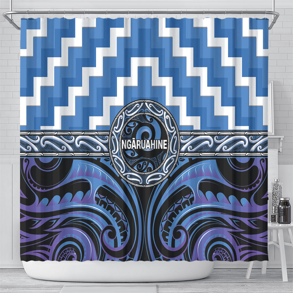 Aotearoa Ngaruahine Shower Curtain Maori Iwi Poutama Puhoro Tattoo