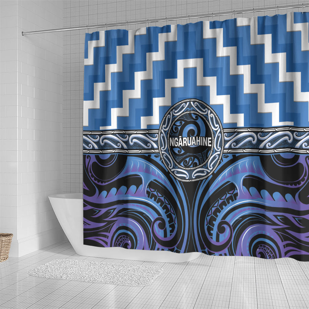 Aotearoa Ngaruahine Shower Curtain Maori Iwi Poutama Puhoro Tattoo