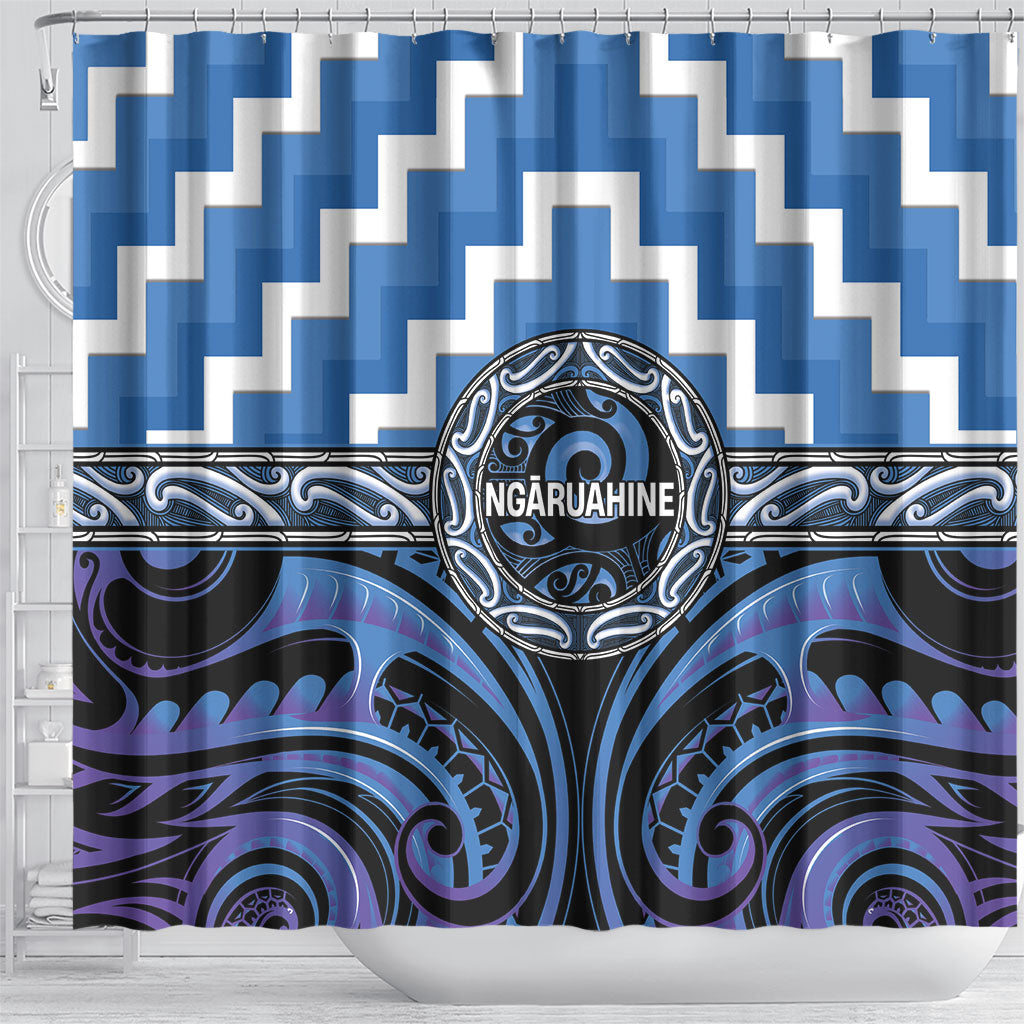 Aotearoa Ngaruahine Shower Curtain Maori Iwi Poutama Puhoro Tattoo