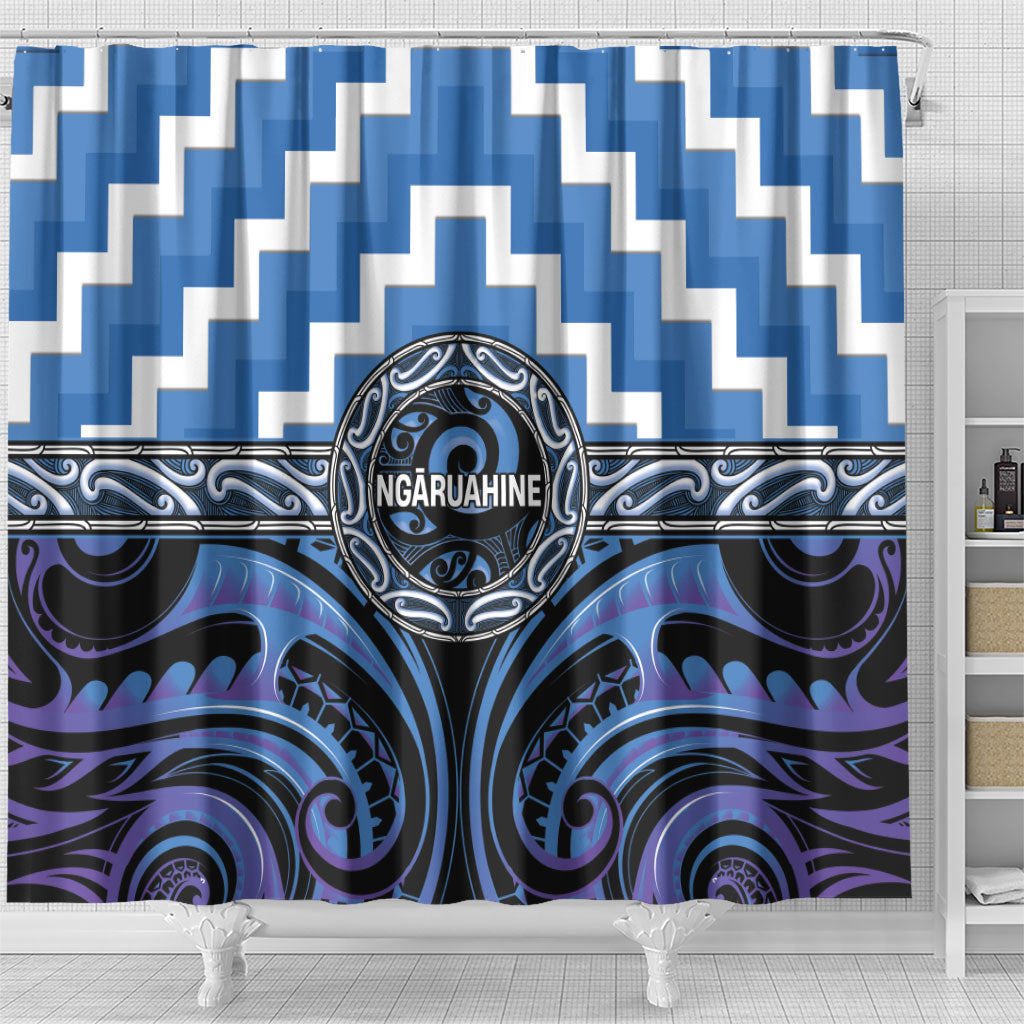 Aotearoa Ngaruahine Shower Curtain Maori Iwi Poutama Puhoro Tattoo