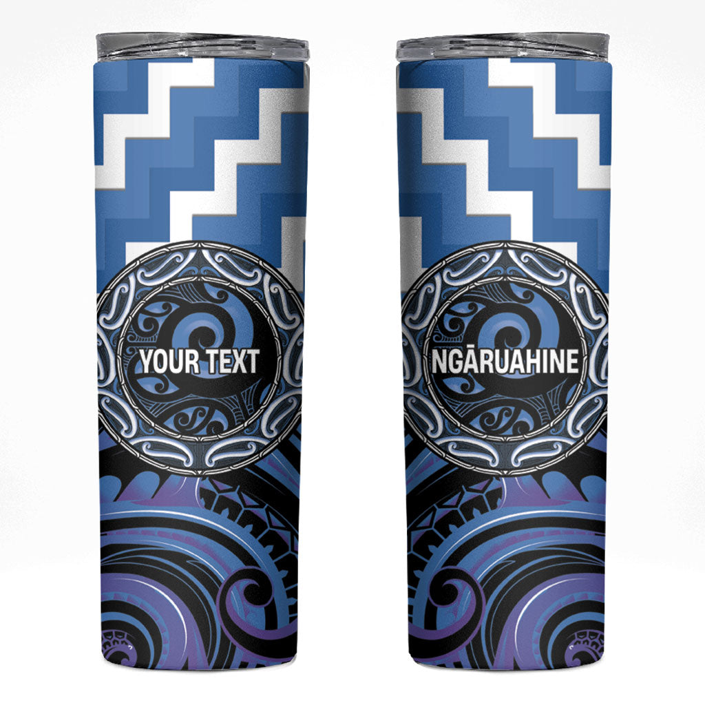 Aotearoa Ngaruahine Personalised Skinny Tumbler Maori Iwi Poutama Puhoro Tattoo