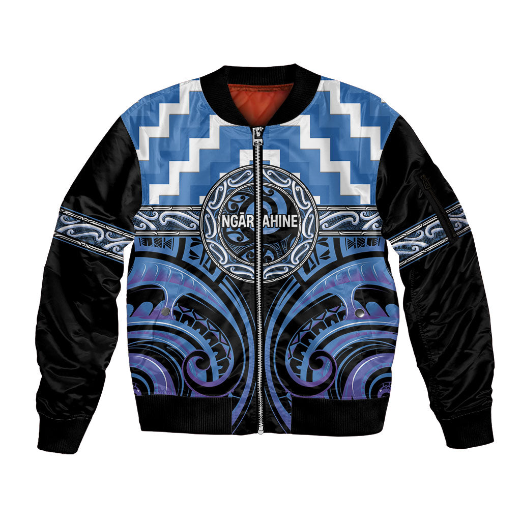 Aotearoa Ngaruahine Personalised Sleeve Zip Bomber Jacket Maori Iwi Poutama Puhoro Tattoo