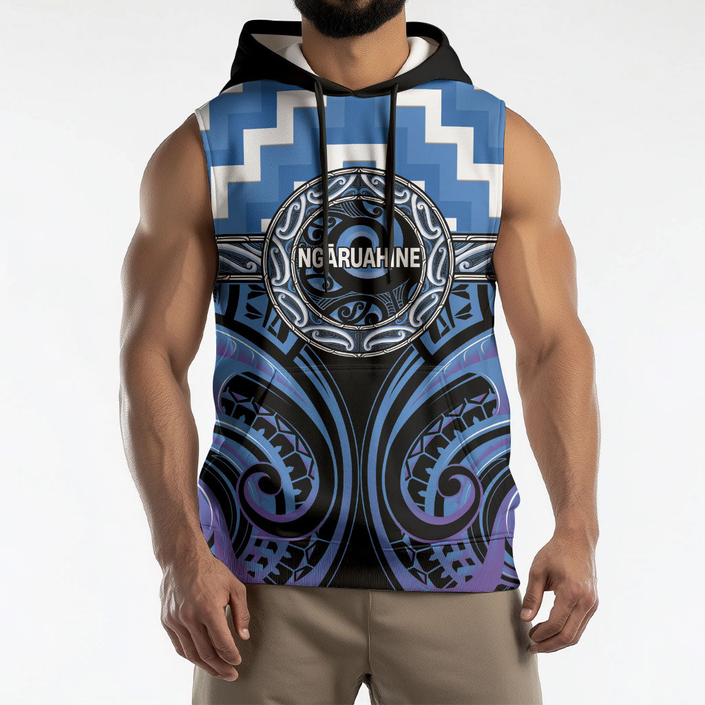 Aotearoa Ngaruahine Personalised Sleeveless Hoodie Maori Iwi Poutama Puhoro Tattoo
