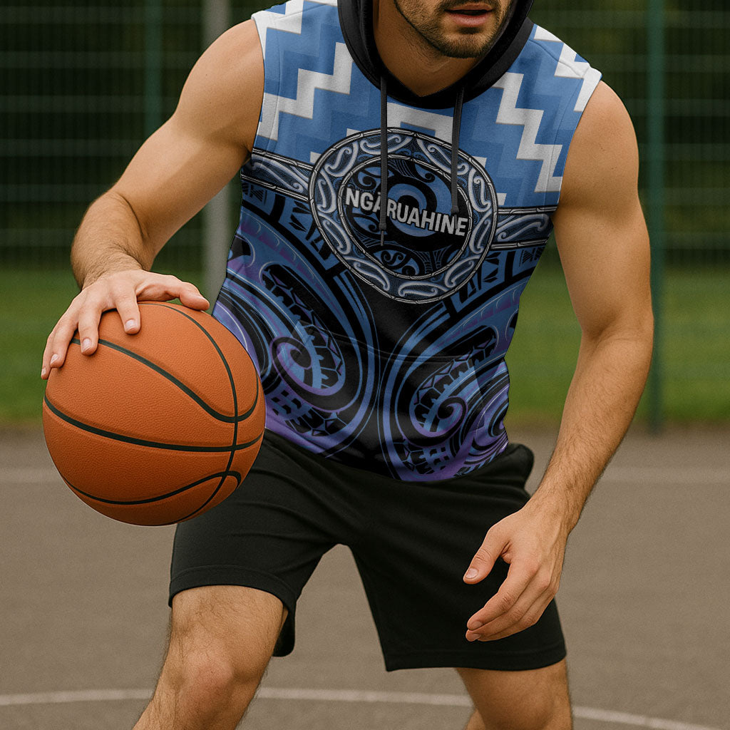 Aotearoa Ngaruahine Personalised Sleeveless Hoodie Maori Iwi Poutama Puhoro Tattoo