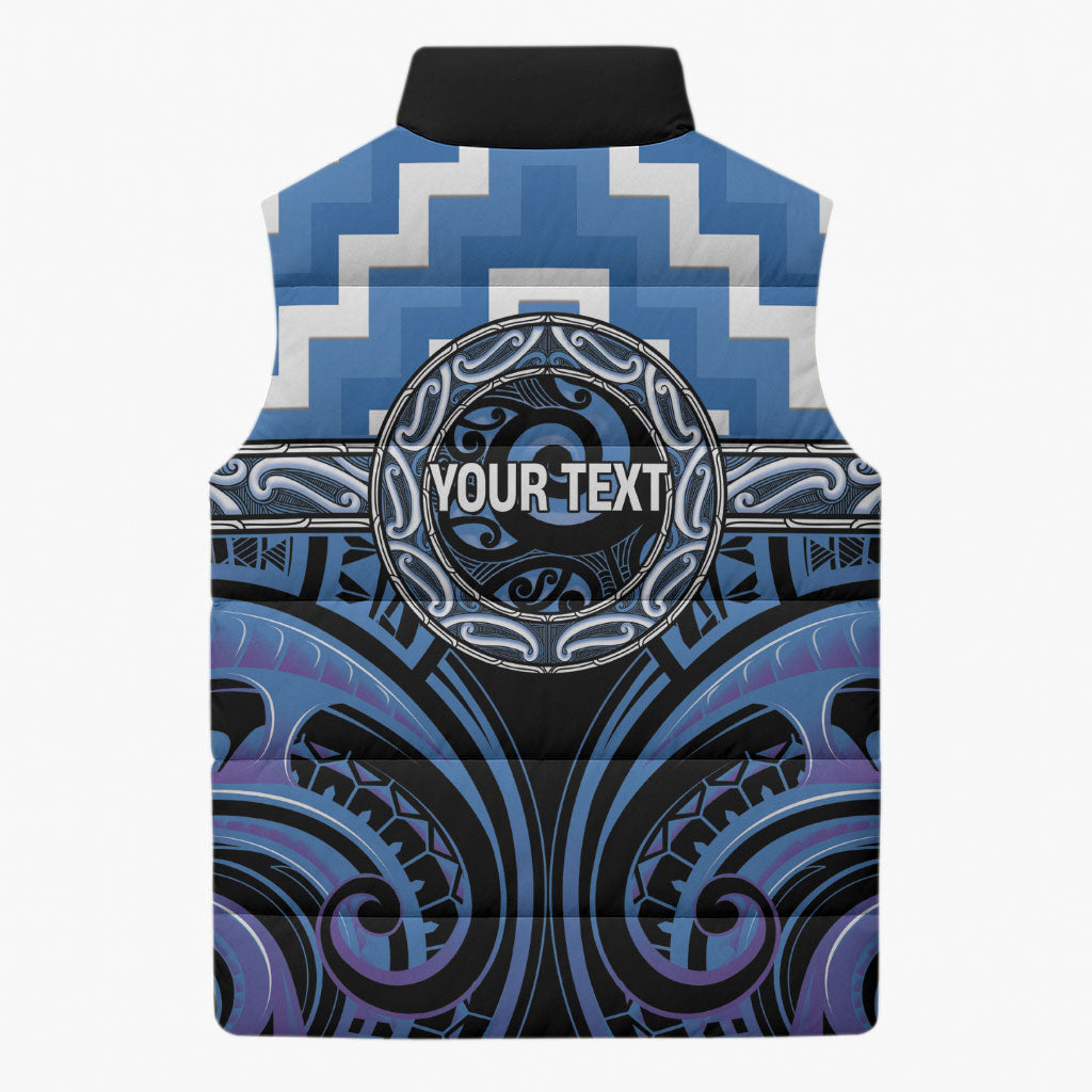 Aotearoa Ngaruahine Personalised Sleeveless Puffer Jacket Maori Iwi Poutama Puhoro Tattoo