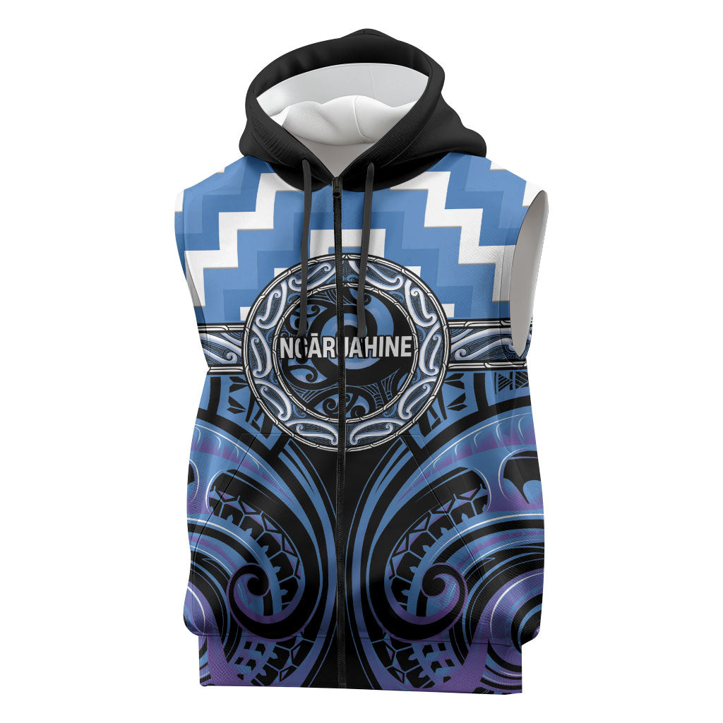 Aotearoa Ngaruahine Personalised Sleeveless Zip Hoodie Maori Iwi Poutama Puhoro Tattoo