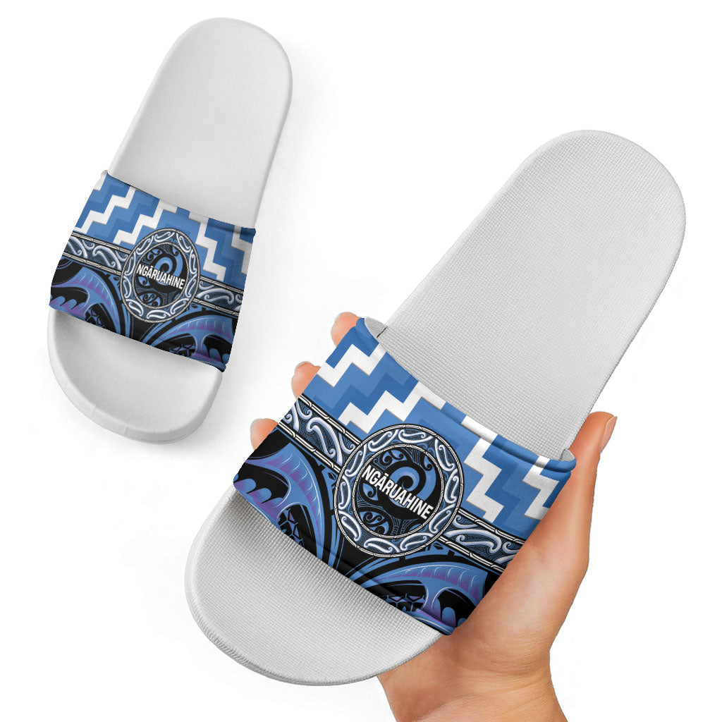 Aotearoa Ngaruahine Slide Sandals Maori Iwi Poutama Puhoro Tattoo