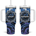 Aotearoa Ngaruahine Personalised Tumbler With Handle Maori Iwi Poutama Puhoro Tattoo